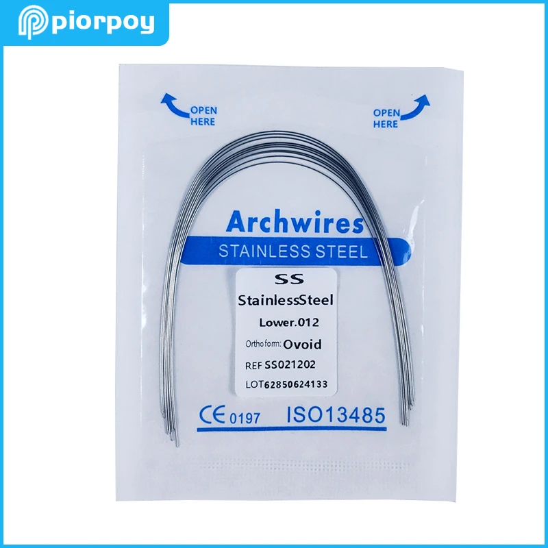 PIORPOY-cables de acero inoxidable para ortodoncia, 10 piezas, redondos, rectangulares, arcos, dientes, ovalados, accesorios para dentistas