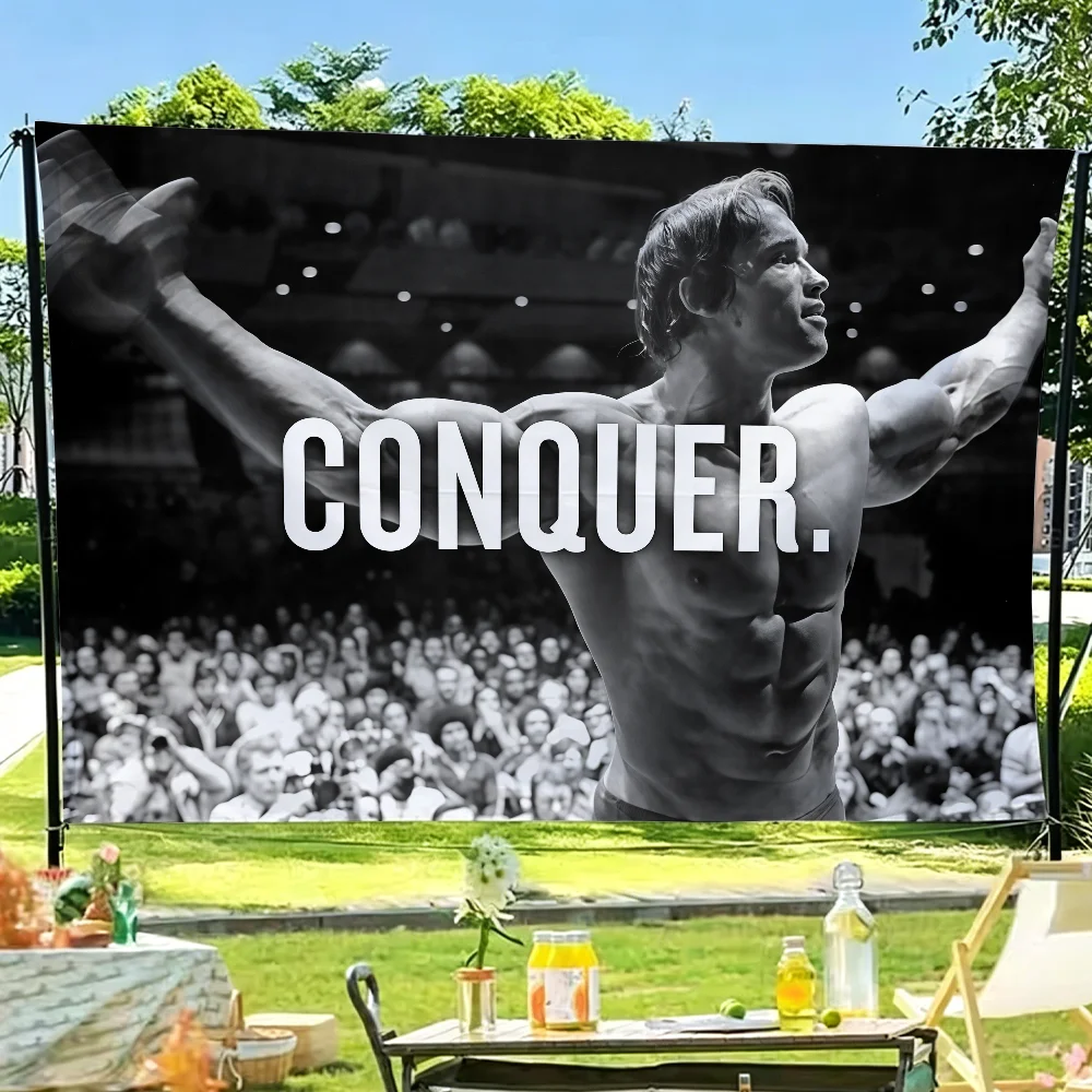 1PC A-Arnold S-Schwarzenegger Conquers flag Room Decoration Wall Tapestry Hanging Aesthetic Bedrooms Advertising Banner