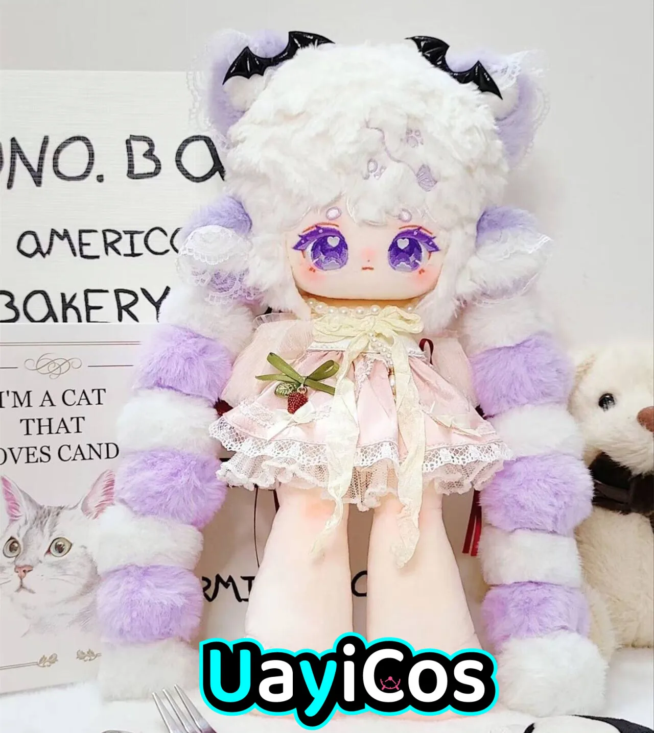 

Anime Purple Lamb xiao mao Angel Princess Fairy Girl Wig Hair Stuffed 30cm Long legs Plushies Plush Cotton Doll Body Toy For Kid