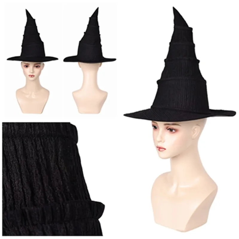 2024 Fantasia Elphaba Witch Hat Wiked Cosplay Costume Accessories Adult Women Disguise Cap Halloween Carnival Party Props Gifts