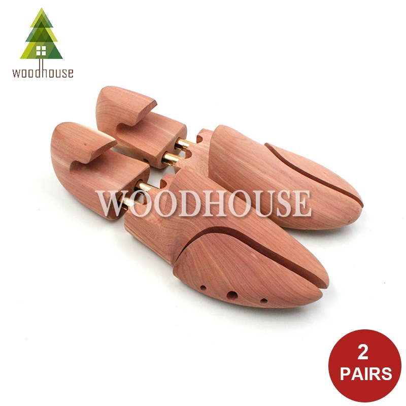 2-PACK Men's and Women's Twin Tube Adjustable Red Cedar Shoe Tree Wood Shoe Tree