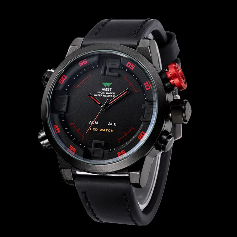 AMST Smart Men's Military Watch Multifunctional Quartz Men's Movement Hot Foreign Trade Night Vision Leather Watch**