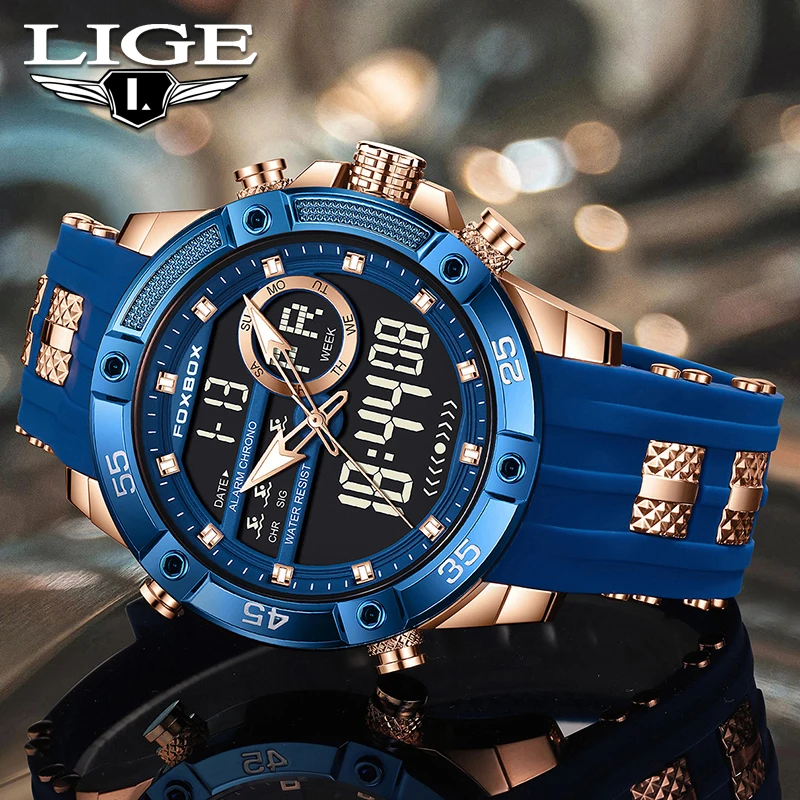 

FOXBOX 2025 New Digital Men‘s Watch LIGE Fashion Quartz Wristwatches 50M Waterproof Calendar Military Watches Men Reloj Hombre