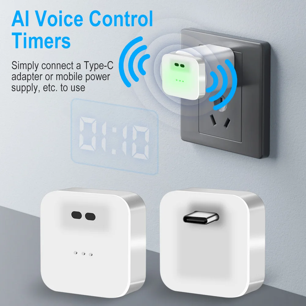 AI Voice Timer Use Learning Shower Cooking Egg Table Timer Countdown Loud Alarm Universal Type-C Port