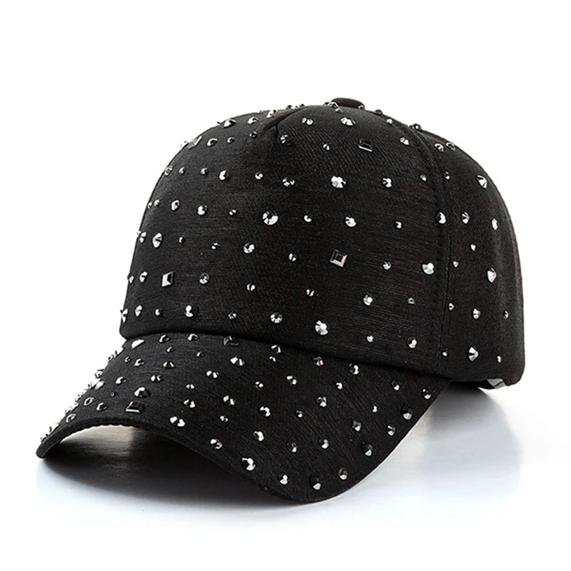 

New Arrival Women Rhinestone Baseball Cap Trend Kpop Female Hip Hop Breathable Mesh Snapback Outdoor Girls Sun Hat Gorras H179