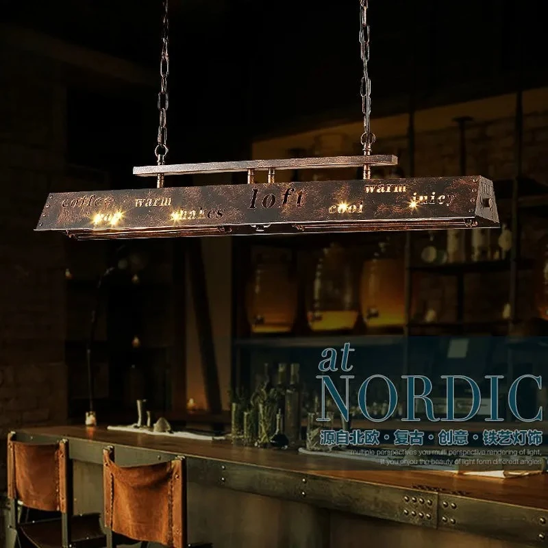 

Nordic Vintage Wooden LED Pendant Lights Retro Nostalgic Wrought Iron Hanging Lamps Kitchen Living Room Restaurant Chandelier