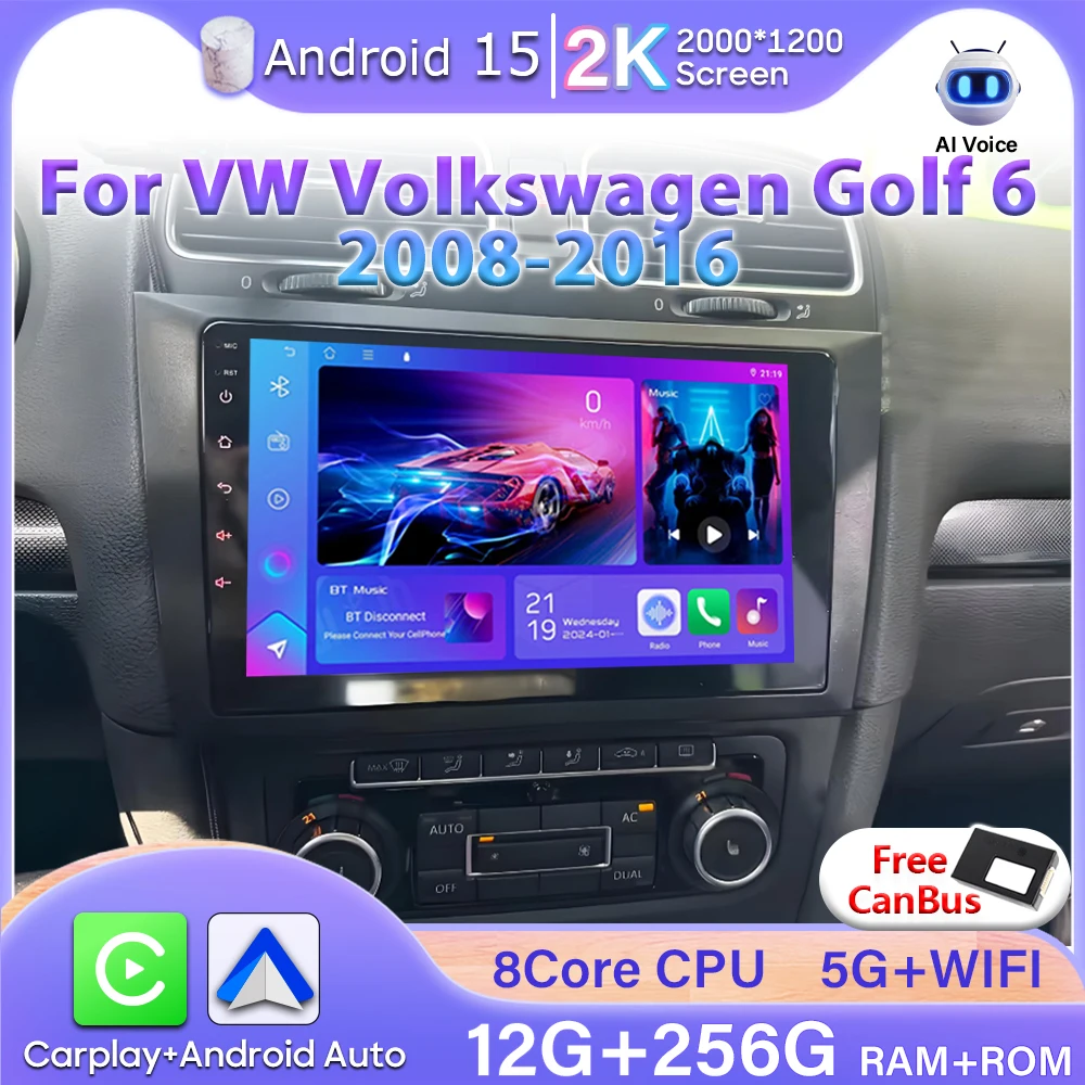 Car Radio Car Monitor Android Auto For VW Volkswagen Golf 6 2008-2016 Multimedia Player Automotive Multimedia Multimedia Player