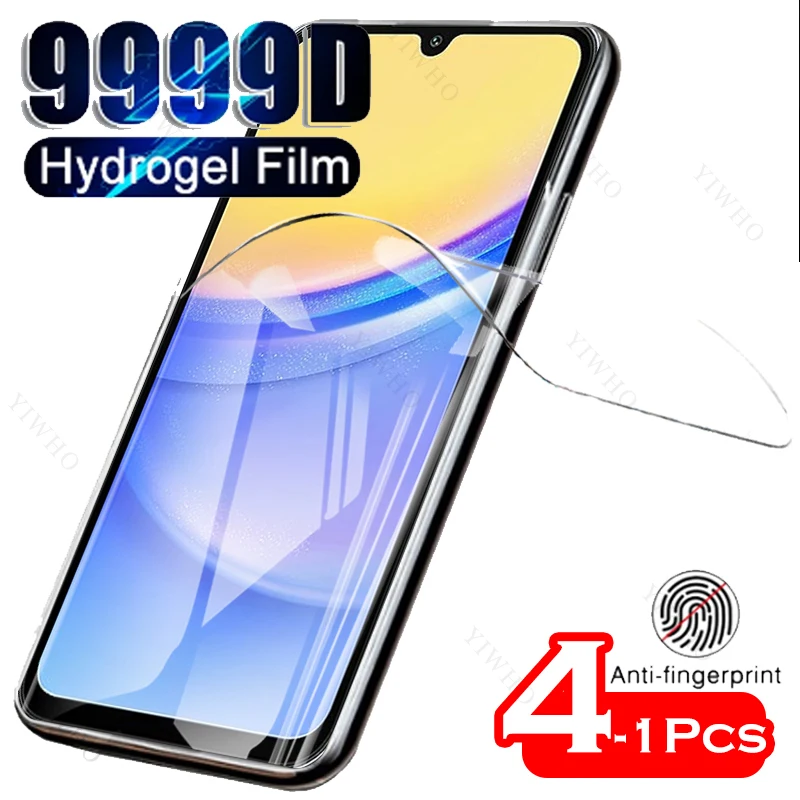 Filme de hidrogel frontal para samsung galaxy a15 5g, protetor de tela, transparente, vidro não temperado, hd, 4-1 parte