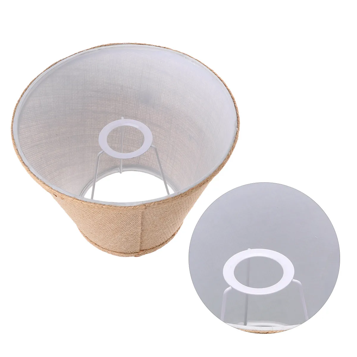 黄麻布ランプシェードカーキ-e27-ファブリックランプシェードテーブルライトカバー寝室リビングルーム装飾暖かい拡散照明