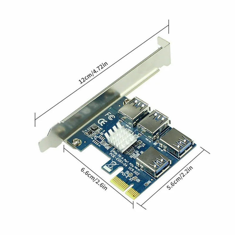 PCIE PCI-E PCI Express Riser Card, 1X à 16X, 1 à 4 USB 3.0 Slot Multiplier airies Adapter
