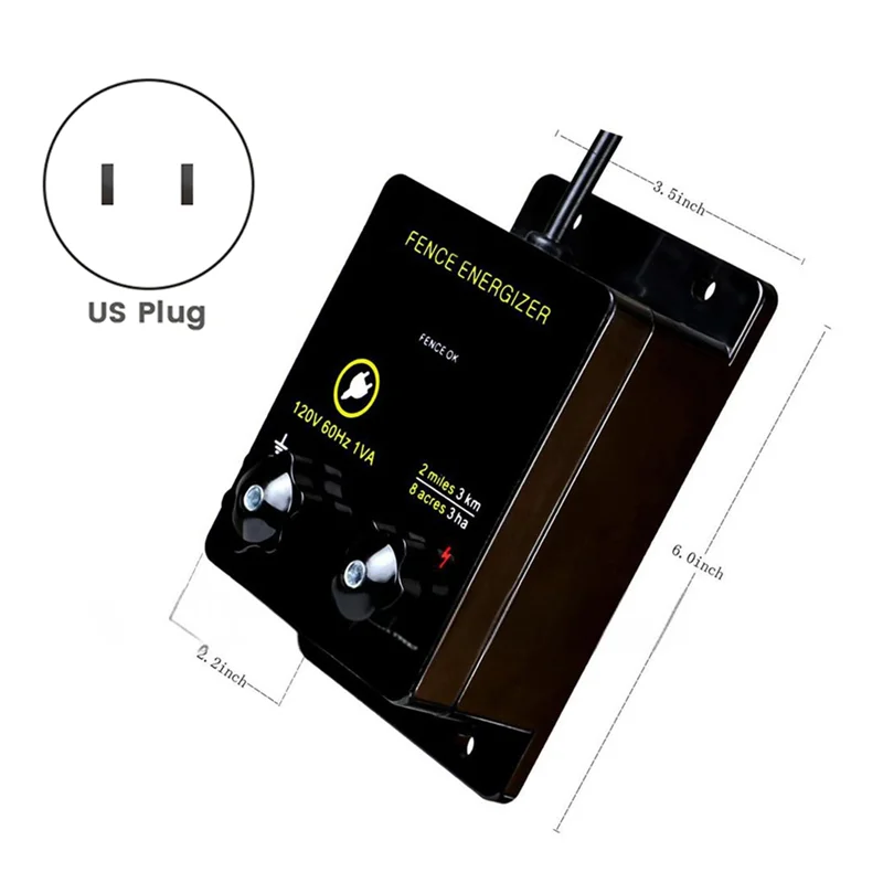 AF89-Para energizador de cerca elétrica Briidea evitando animais selvagens intrusão tensão de saída 5000 V 0.1Joule US Plug