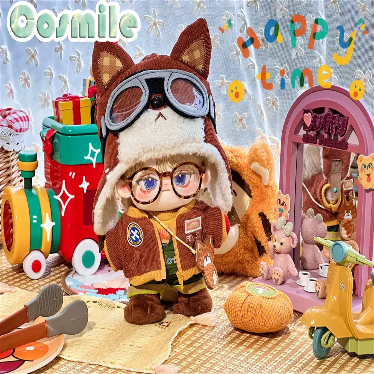 Idol Steampunk Wasteland Punk Tourist Fox Pilot Aviator Costume 20cm Plush Doll Doll's Clothes Dolls Accessories CM Ni