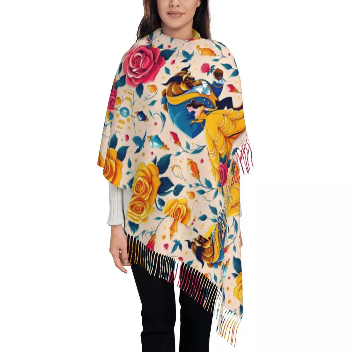 

Custom Tassel Scarf Women Soft Romantic Fantasy Anime Cute Shawl Wrap Lady Winter Fall Scarves