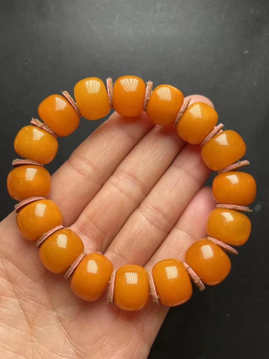 

New arrival natural stone yellow beeswax amber 24.8g bracelet smooth round loose fine jewelry making diy bracelets 13.5mm