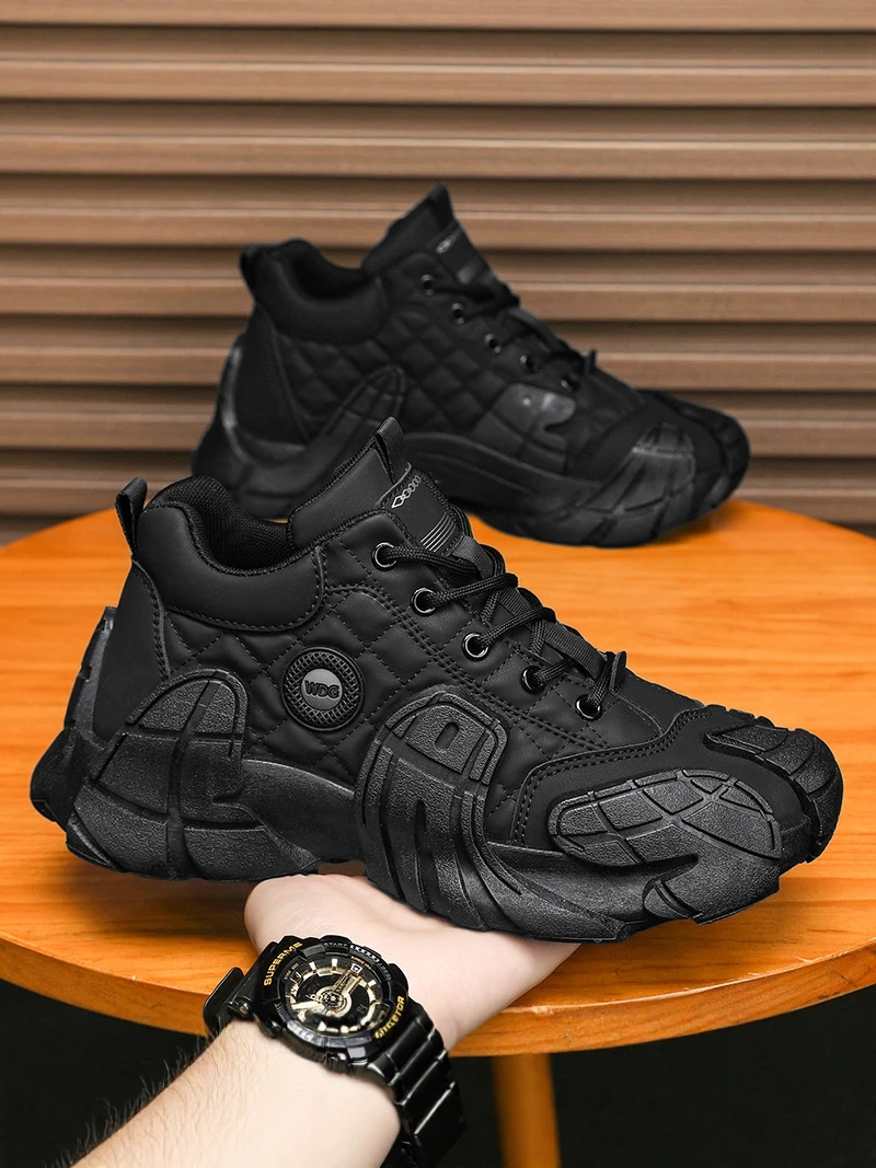 

Men's Winter Warm Fleece Lined Casual Work Shoes Black Comfortable Breathable Leather Shoes Anti Skid Thick Bottomed Shoes