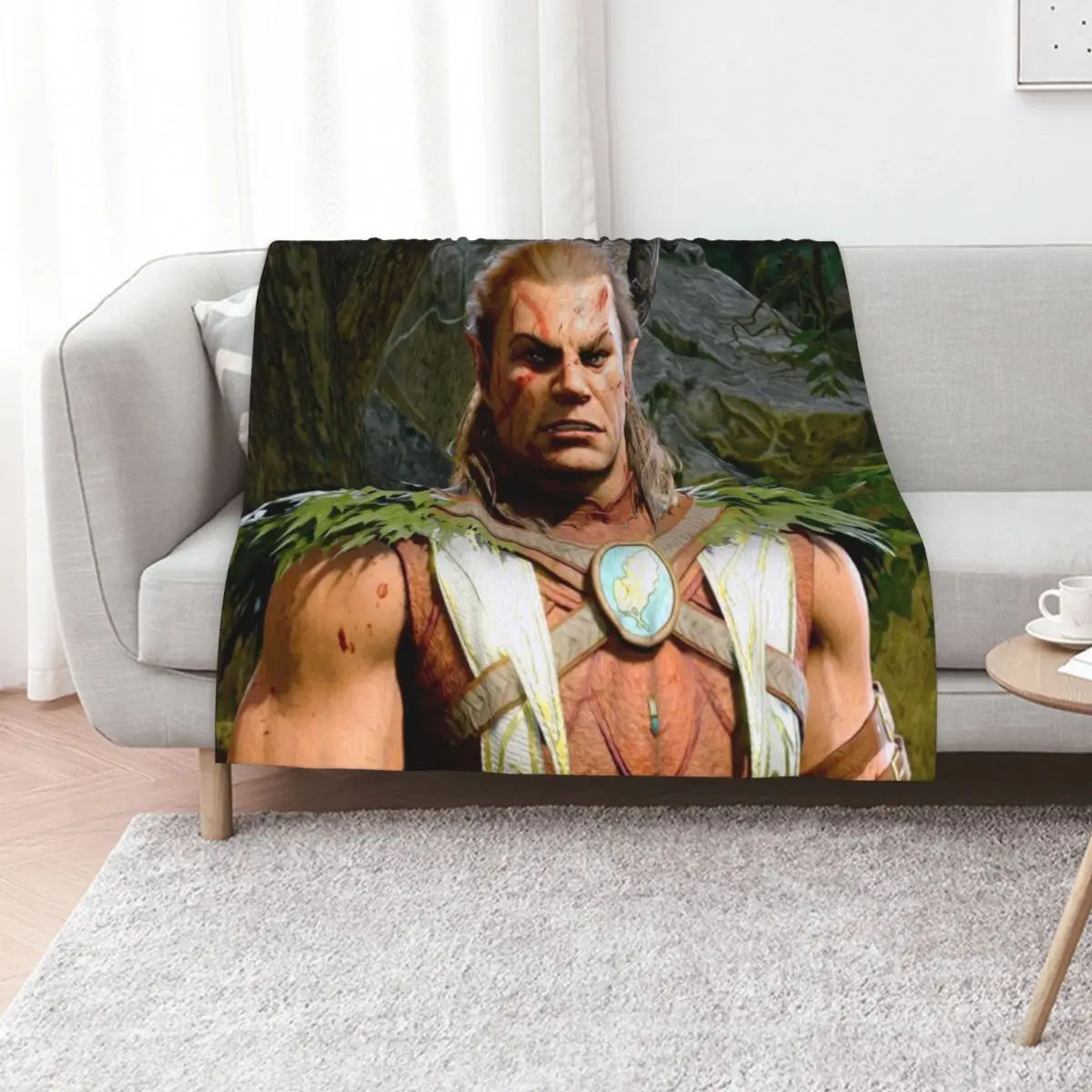 

Halsin the Elf Druid Adventurer looking angry Throw Blanket Plush Luxury Thicken Flannel Luxury Blankets