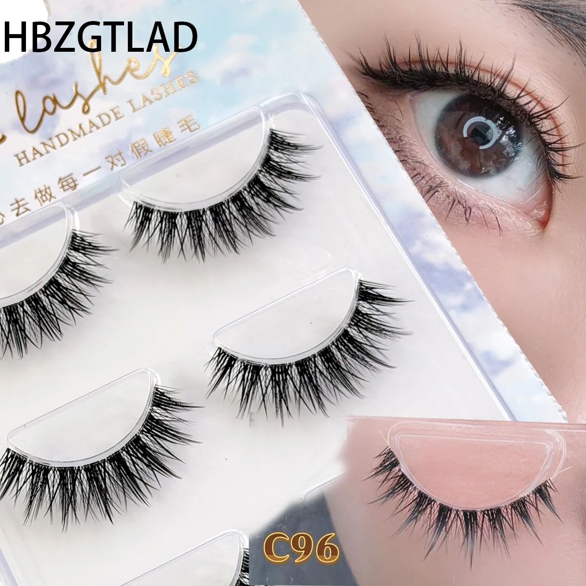 3 Paar kurze Nerz-Wimpern, 3D-Nerzwimpern, unsichtbares Band, natürliches schwarzes Nerz, falsche Wimpern, Vollstreifen, Cilios Posticos, wiederverwendbar