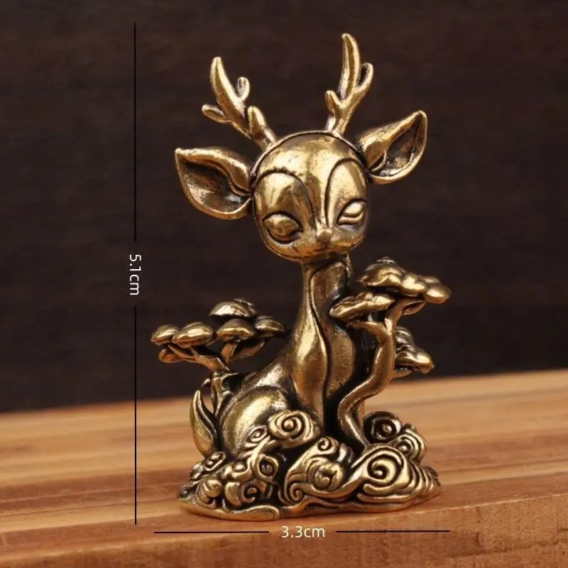 Hirschfigur aus Messing, exquisites Mini-Teetier-Ornament, kreatives kleines Dekor für Büro, Schreibtisch, Zuhause, Geschenk. – Detail 13