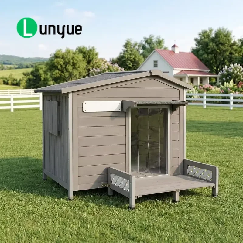 Outdoor Dog House for Medium Dogs Weatherproof Bite Proof Iron Frame Removable Floor Adjustable Windows Durable Pet Shelter