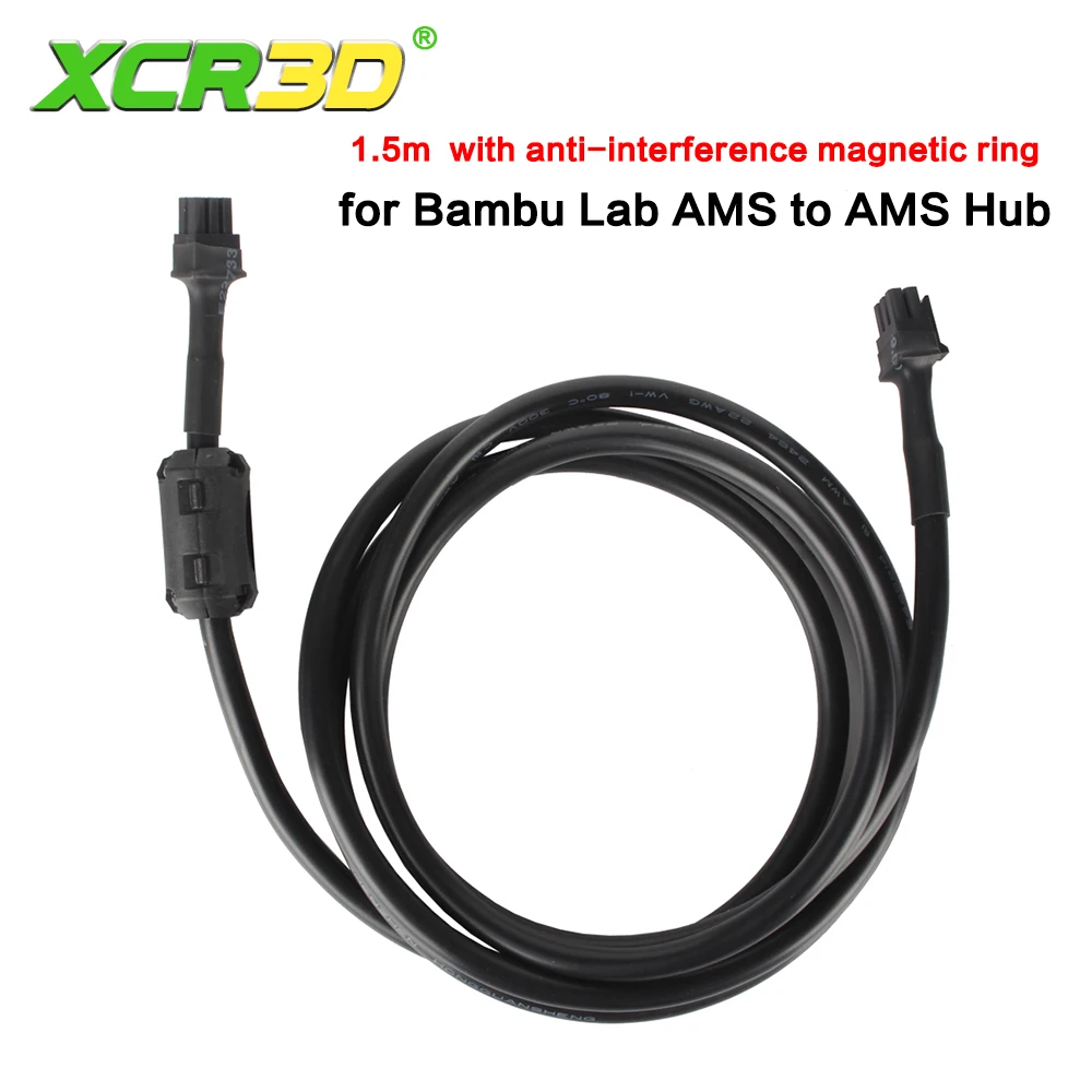 XCR AMS HUB Connection For Bambu Lab 3D Printer X1/P1 Series Upgrade 6pin 1.5 Meters Data Cable For X1C P1S P1P 3D Printer Parts