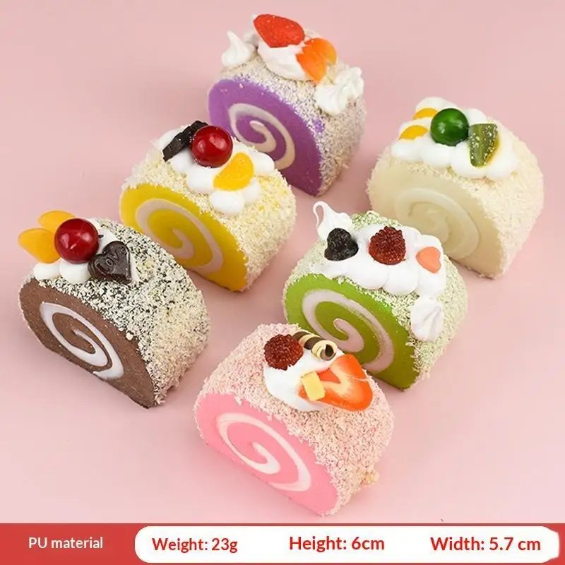 Cute Simulation Egg Roll Dusting Cake Squeeze Toy Soft Elastic Cake Toys Elastic Slow Rebound Squeeze Stress Relief Toys