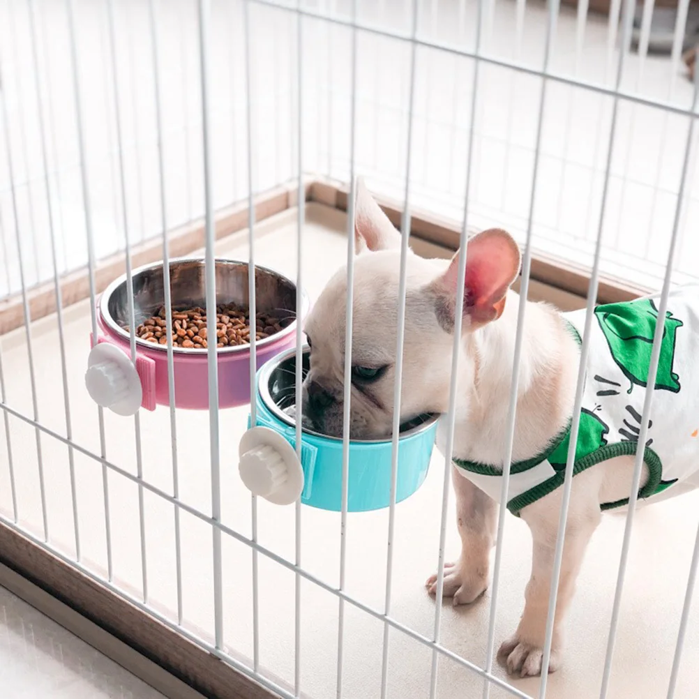 

2 in 1 Stainless Steel Pet Hanging Cage Bowl for Dogs Cats Food Water Holder Rust Resistant Easy Pet Bowl