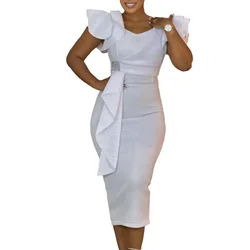 Africa Dress for Women for Evening Party Elegant Spring Short Sleeve V-neck Long Bodycon Dress Outfits Dashiki Ankara Dresses
