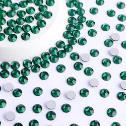 SS3-SS60 Glass Non Hotfix Rhinestone Dark Green Flatback Glitter Crystals Rhinetone Glue on Diamond Strass DIY Nail Accessories