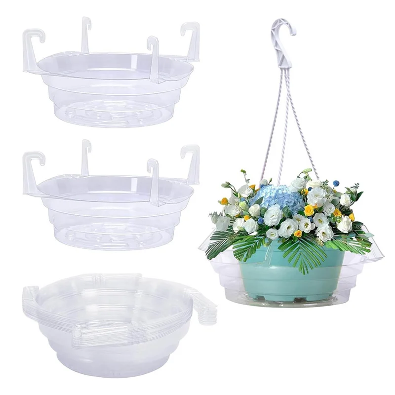 

【A06R】15 Piece Hanging Plant Water Catcher- Clear Plastic Drip Pans For Plants- Plant Saucers Tray 12Inch