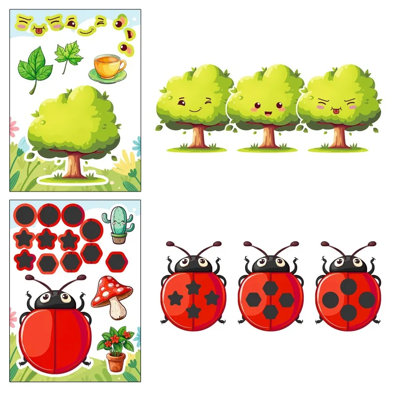 Autocollant décoratif Graffiti créatif, 6 pièces, dessin animé, personnalité, insecte, visage d'animal changeant