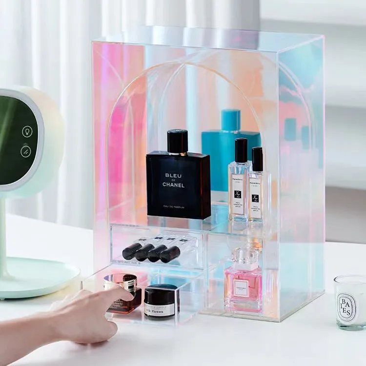 

Colorful Multi-Layer Acrylic Cosmetic Storage Rack for Cup and Skin Care Products for Bathroom or Living Room Desktop Storage