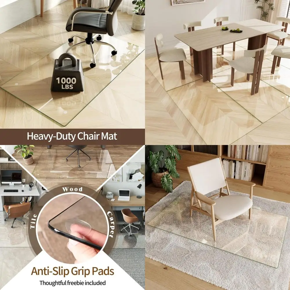 

Коврик для стула из прозрачного стекла 30x55 — высококачественная защита для стола для паркетного и ковра с низким ворсом и 4 противоскользящими подушечками