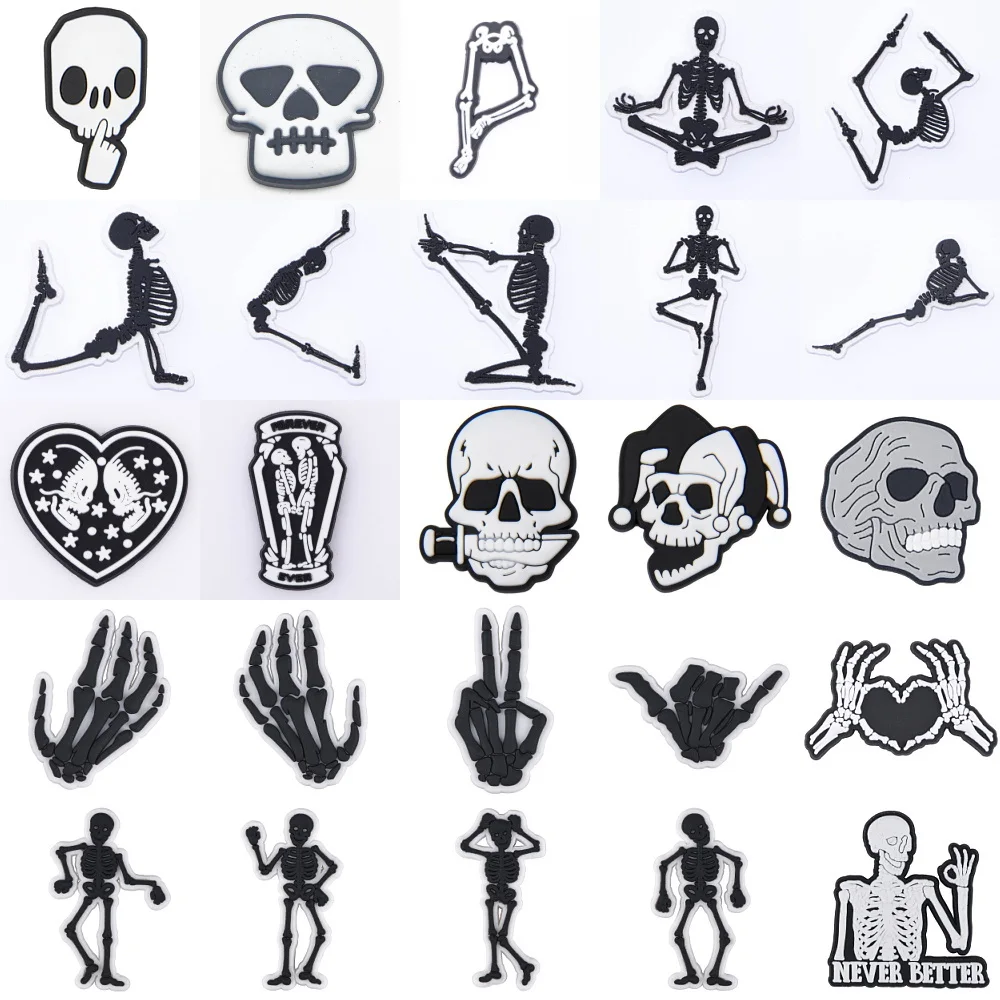 1pcs Horror Movie Skeleton Shoe Charms Black Bone Shoe Decoration The Best Gifts For Boyfriend Kids Boys Girls