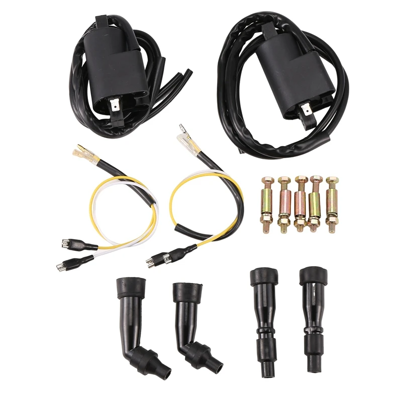 

T61C_Set of 2 Ignition Coils & Caps for Suzuki GS550 GS650 Kawasaki KZ400
