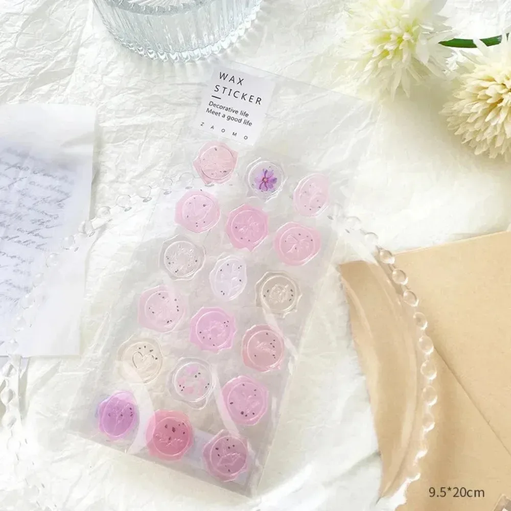 18Pcs Transparent Pre-Made Wax Stickers, Adhesive Wax Seal Stickers Birthday Bridal Shower Party Presents Craft Scrapbook Gift