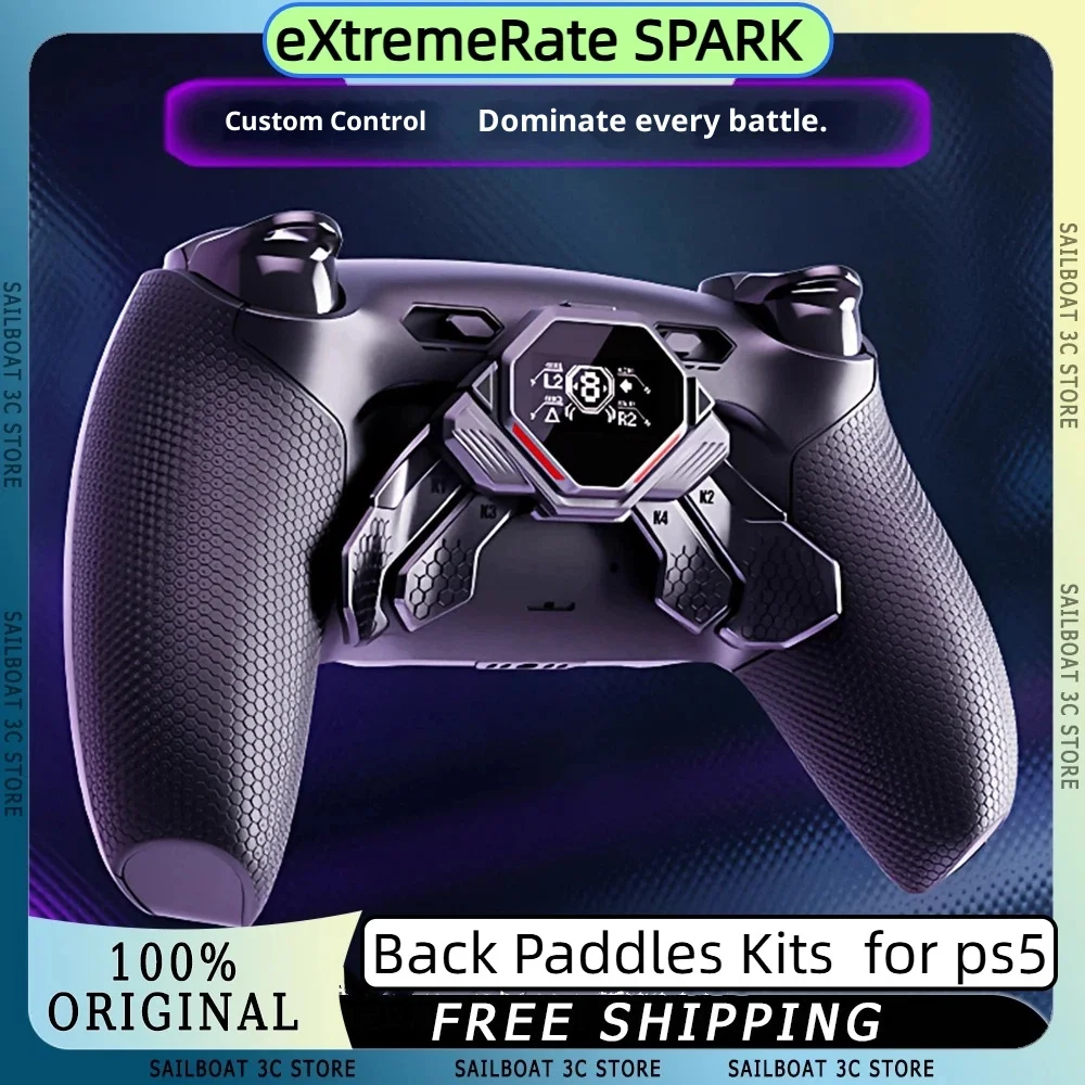 eXtremeRate SPARK Back Paddles Kits with OLED Display for ps5 Controller BDM-010 020 030 040 050 Remappable 4 Back Buttons Sets