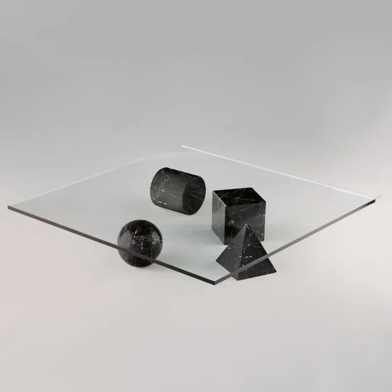 Natural Marble Coffee Table Simple Personality Living Room Glass Square Tea Table  Coffee Table