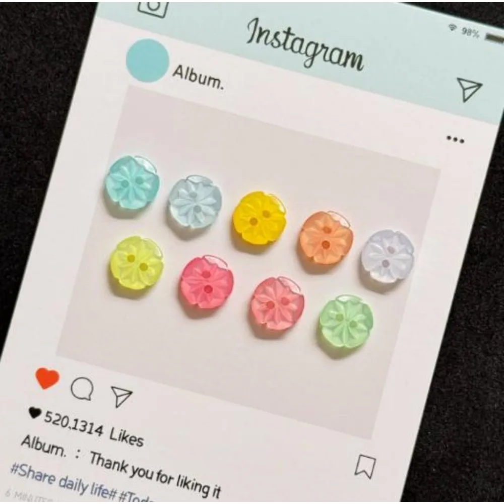 10pcs Macaron Color Faceted Plum Blossom Two Hole Resin Buttons Shirt Cardigan Decor Accessories DIY Apparel Sewing Supplies