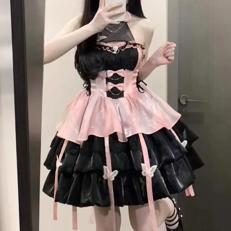 Gothic Style Dark Pink Birthday Tulle Dress