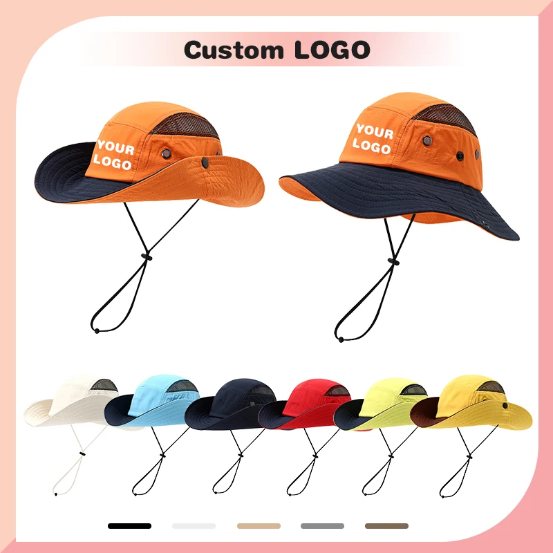 Custom Logo Summer Outdoor Sunshade Bucket Hat Men and Women Quick-drying Outdoor Fishing Mountaineering Breathable Sun Hat Caps