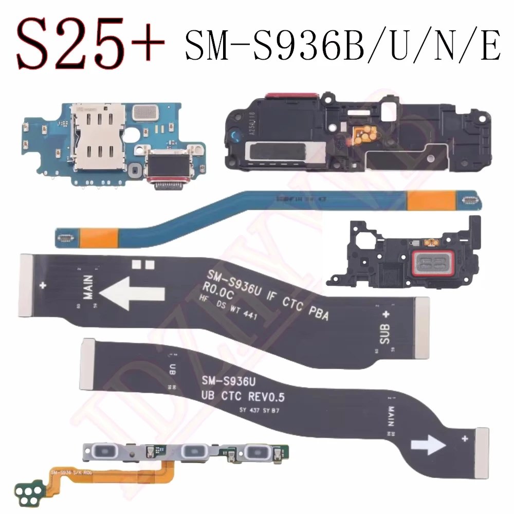 

Плата USB-порта для зарядки Samsung S25+ S936, динамик, регулятор громкости, антенна, сигнальный кабель, гибкий шлейф материнской платы LCD