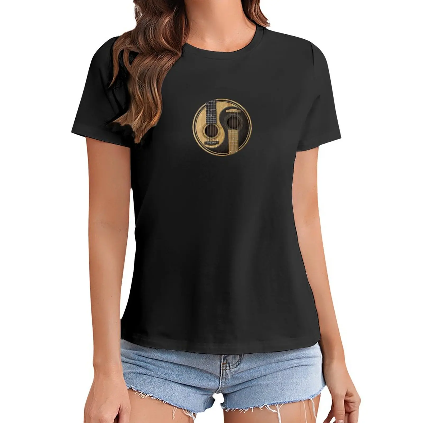 

Old and Worn Acoustic Guitars Yin Yang T-Shirt aesthetic clothes Blouse t shirt for Women