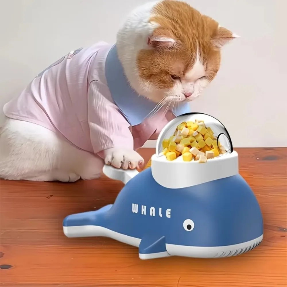 

Whale-Shaped Slow Feeder Dog Toy Adjustable Hole Transparent Window Treat Dispensing Dog Toys Press-Activated Anti-slip Base