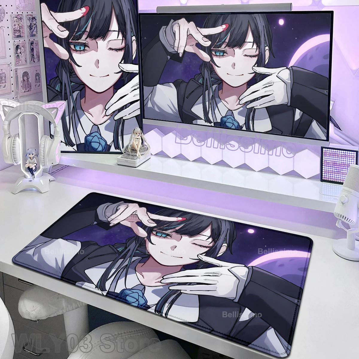 Computer Desk Mat Singer A_ado Rubber Lock Edge Mouse Pad Offices Accessories Virtual Idol Kawii Keyboard Pad Game Accessories