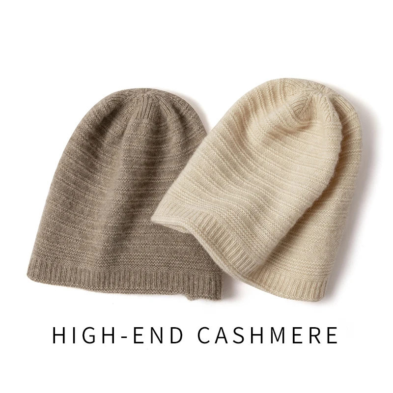 

High quality 100% Cashmere Hat Women Winter Thick Knitted Yarn Hat Fashion And Warm Soft Hat Suitable Both Men And Women