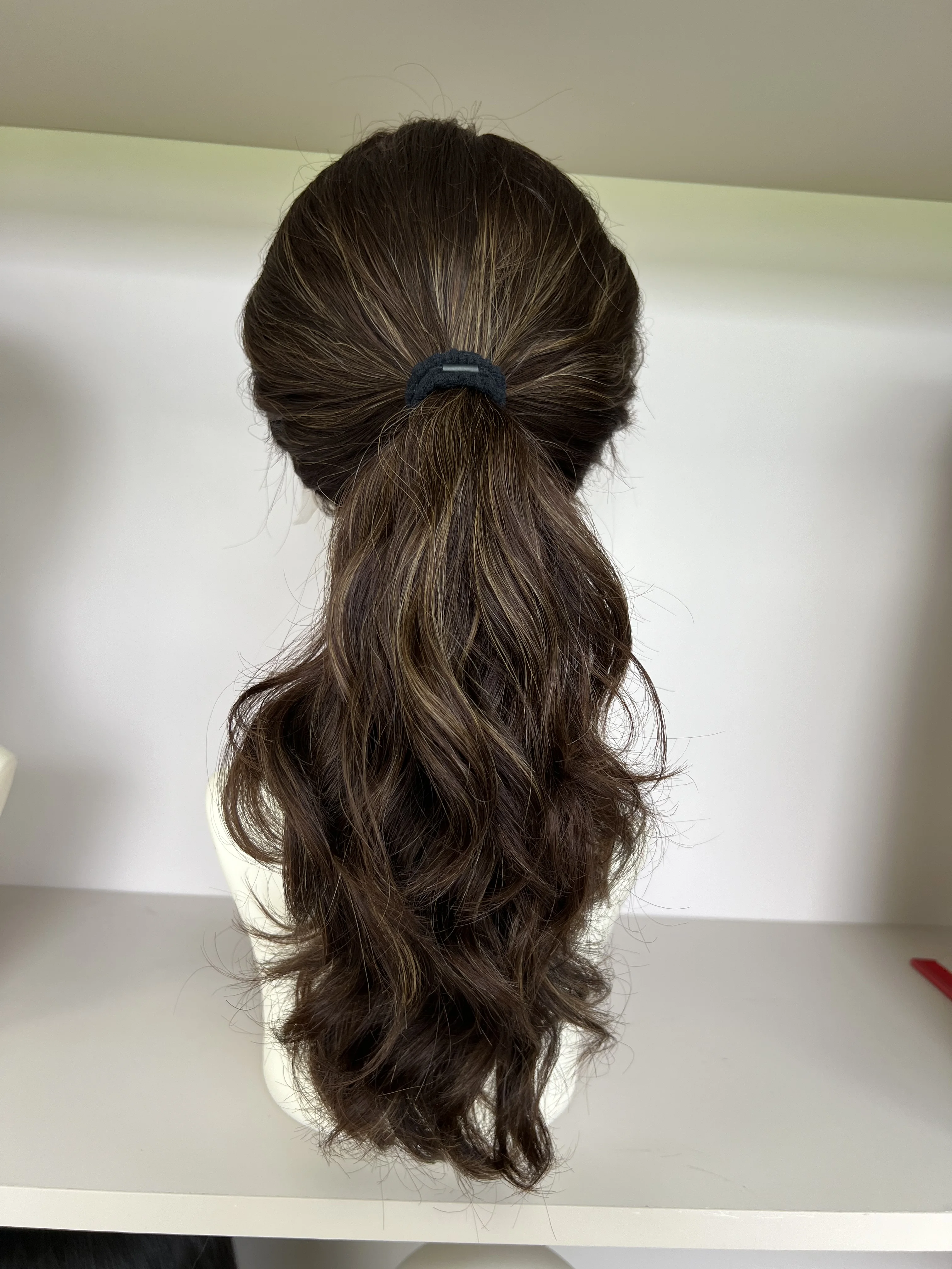 European Virgin  Hair Half wig  Lace Top with ponytail  Wave Hair long Layer Tsingtaowigs Kosher Wig For Women Free Shipping image 6