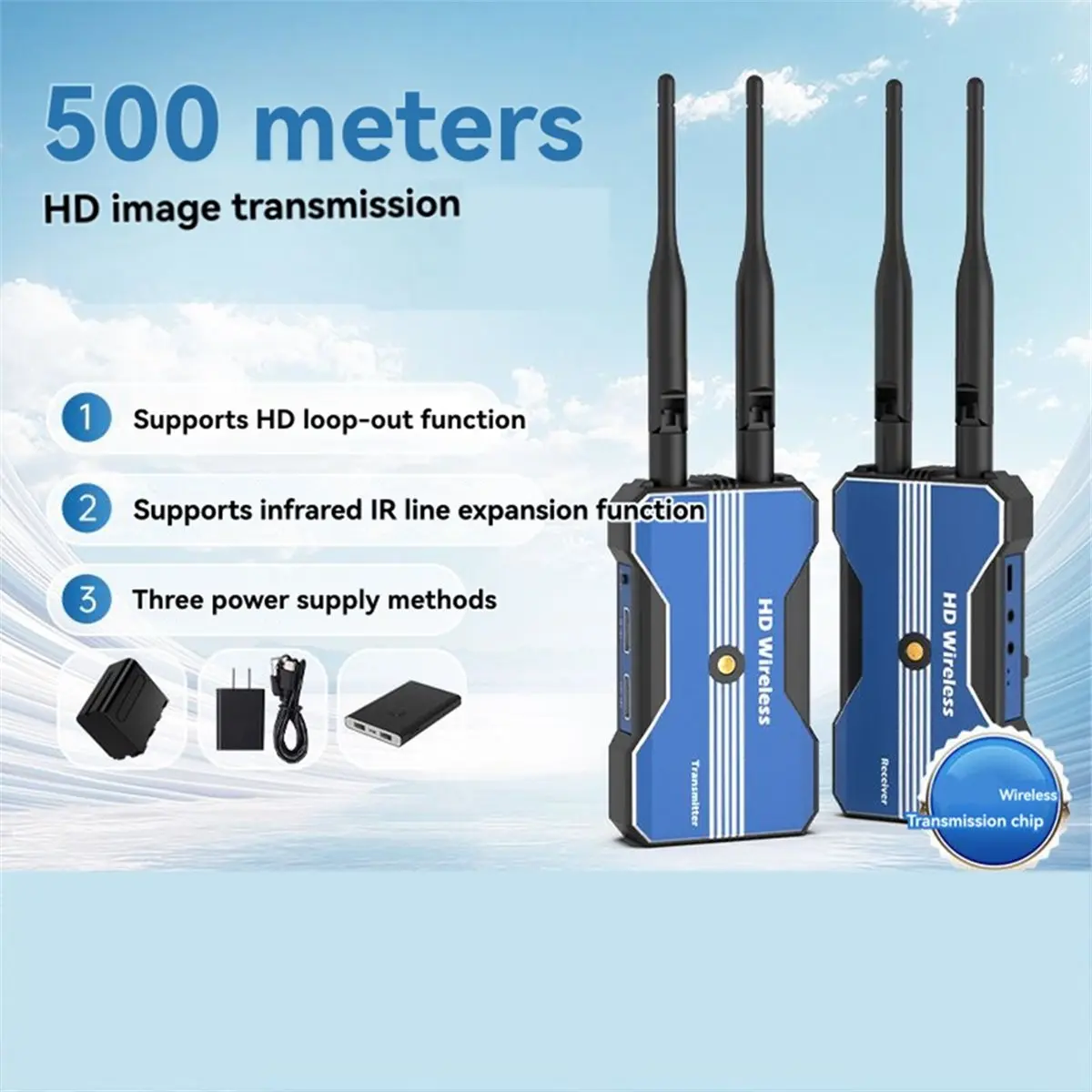 500M Wireless Image Transmission for Live Streaming Cameras and Videographers (1080P HD) with -Compatibility