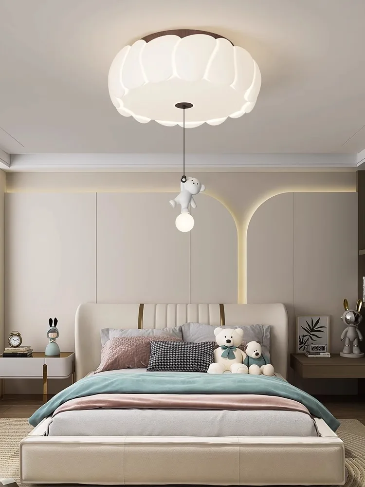 

Romantic Flower Led Ceiling Lamps With Hanging Rabbit White Pe Sconces Children's Bedroom Ceiling Light Kids Girl Boy Room Decor