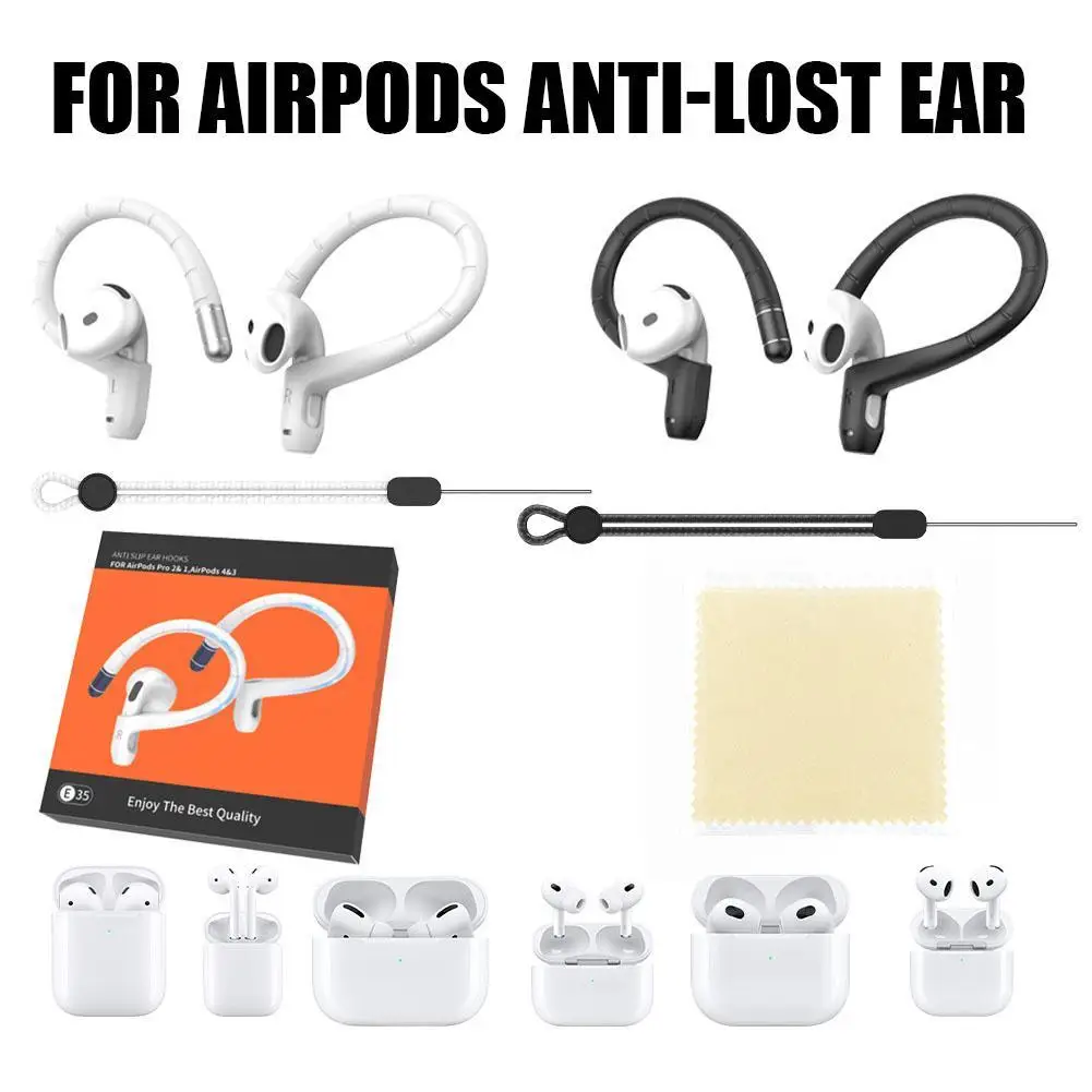 Adapter Bluetooth do słuchawek AirPods 1/2/3/4/Pro/Pro 2 z zaczepem na ucho zapobiegającym zgubieniu, silikonowy uchwyt na słuchawki sportowe