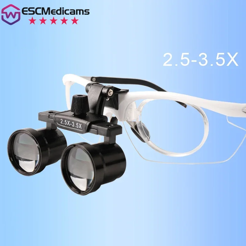 

Binocular Dental Loupes 2.5-3.5X Magnification Changeable Magnifier with Detachable Inner Frame to Mount Myopia Hyperopia Lenses